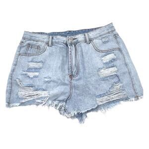 FASHION JEANS women's denim distressed shorts size LARGE